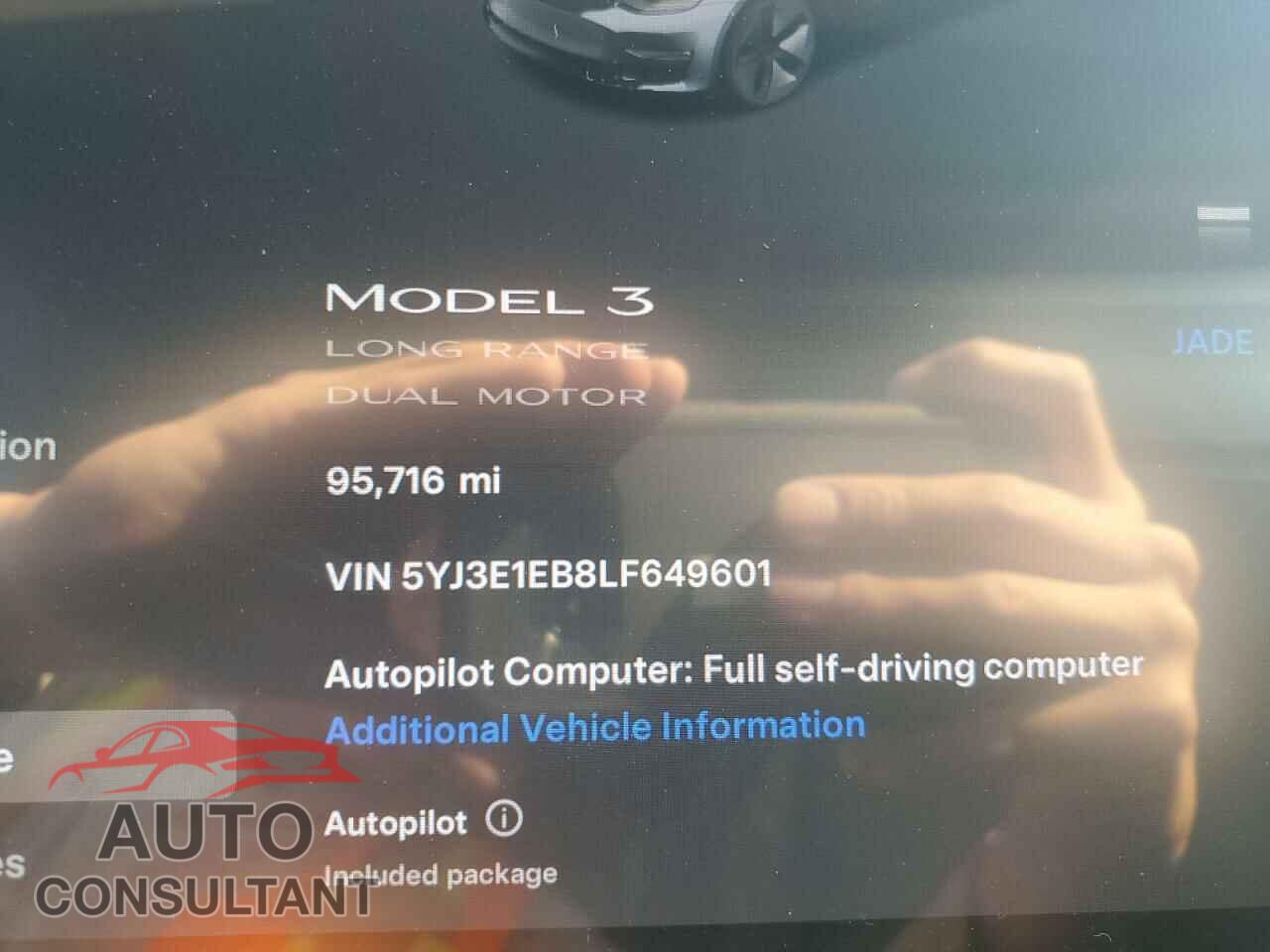 TESLA MODEL 3 2020 - 5YJ3E1EB8LF649601