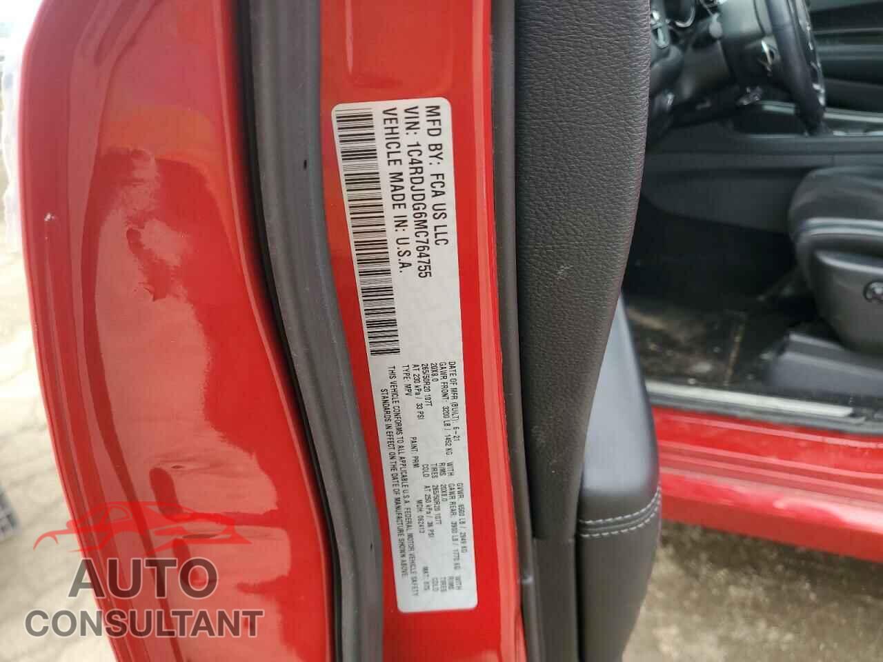 DODGE DURANGO 2021 - 1C4RDJDG6MC764755