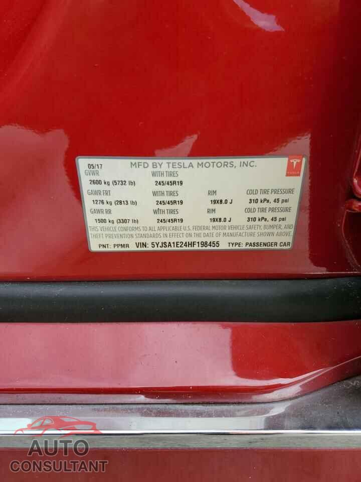 TESLA MODEL S 2017 - 5YJSA1E24HF198455