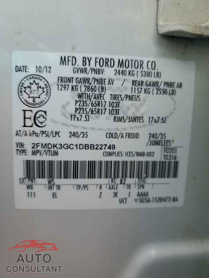 FORD EDGE 2013 - 2FMDK3GC1DBB22749