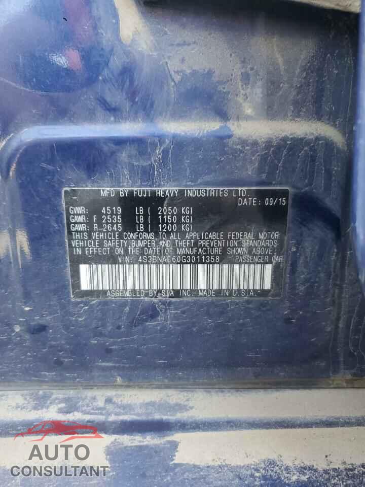 SUBARU LEGACY 2016 - 4S3BNAE60G3011358
