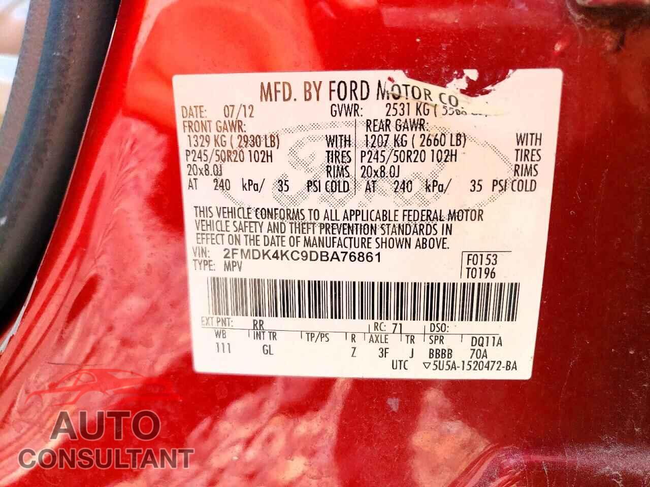 FORD EDGE 2013 - 2FMDK4KC9DBA76861