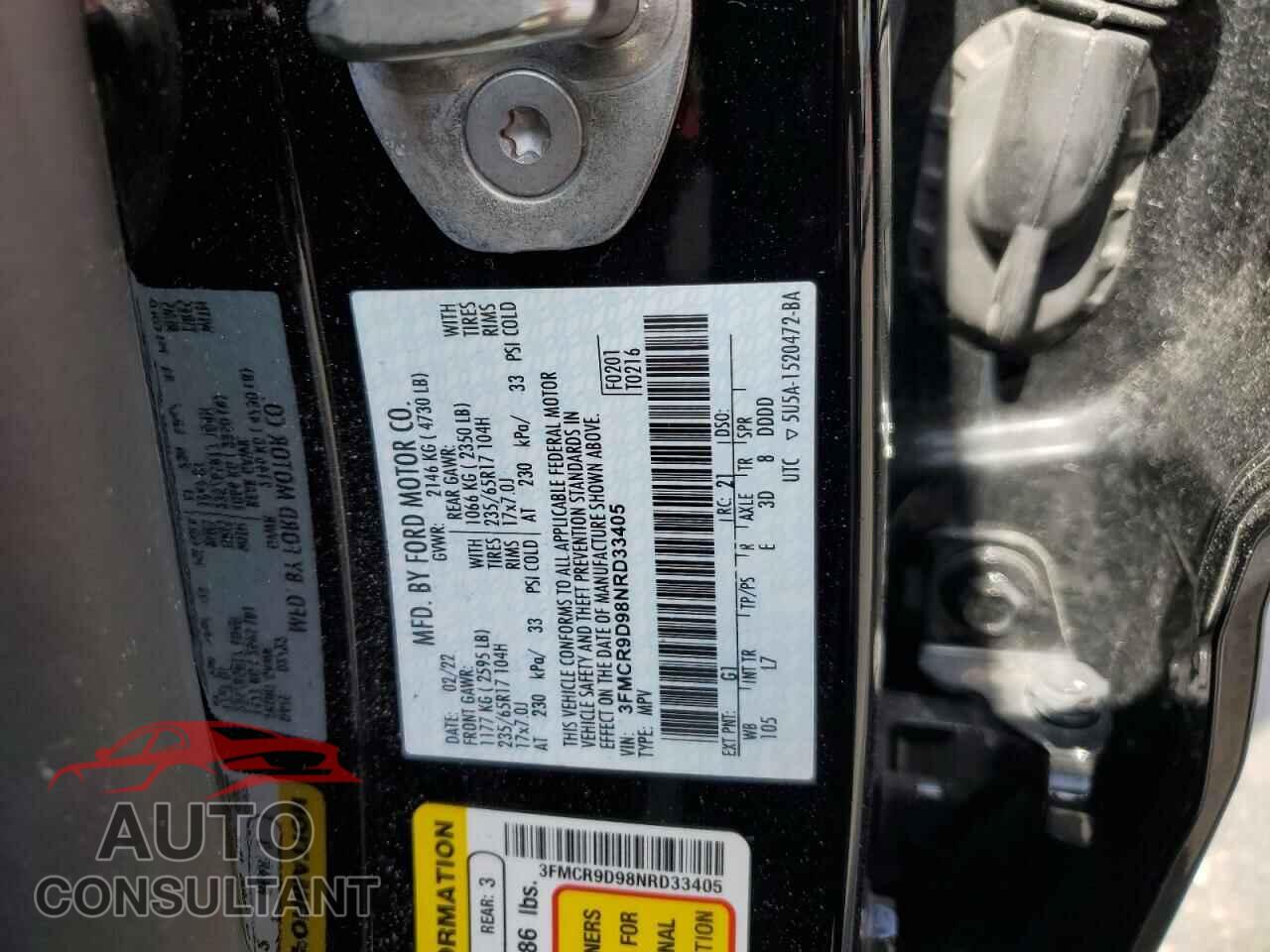 FORD BRONCO 2022 - 3FMCR9D98NRD33405