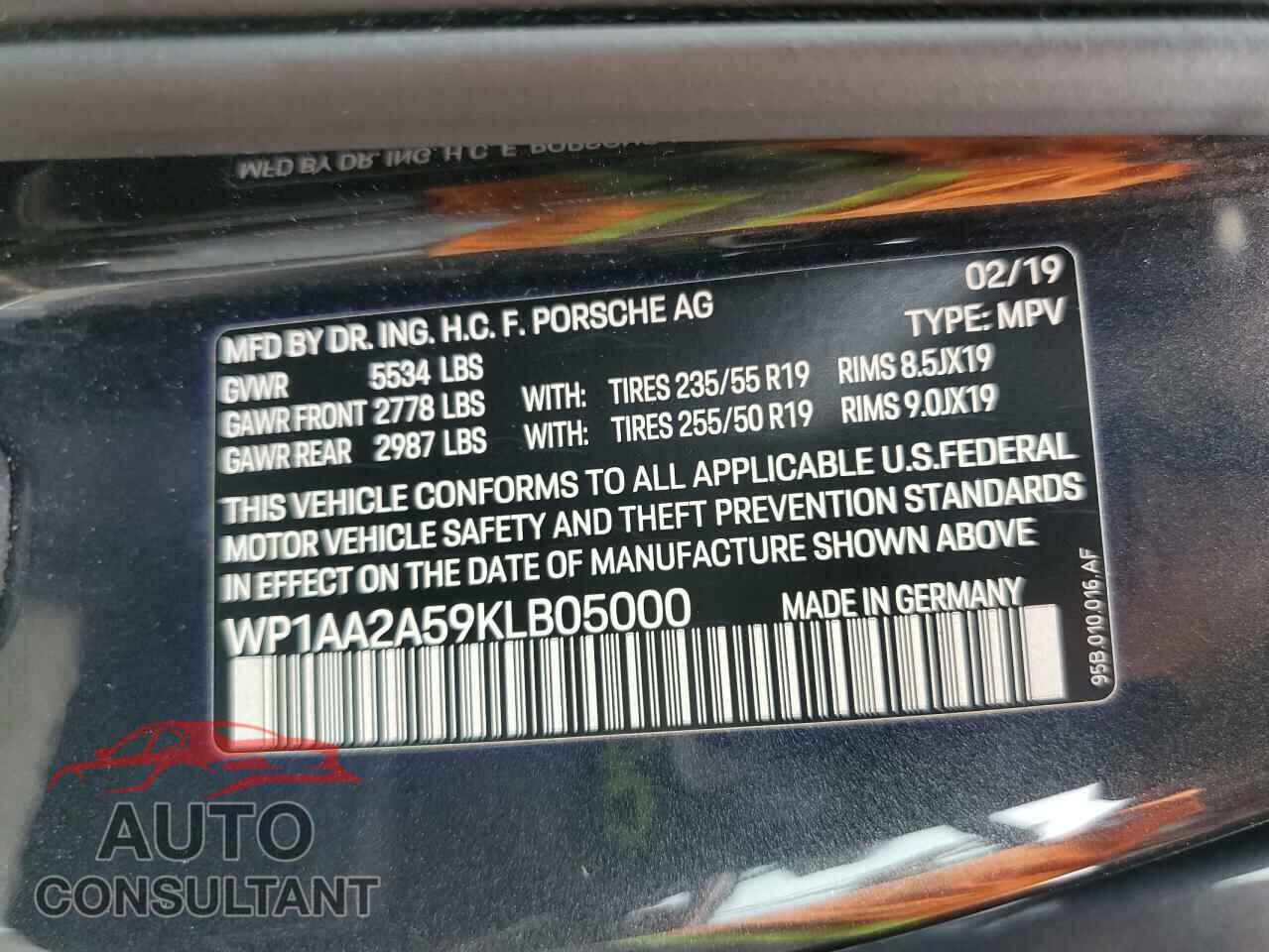 PORSCHE MACAN 2019 - WP1AA2A59KLB05000