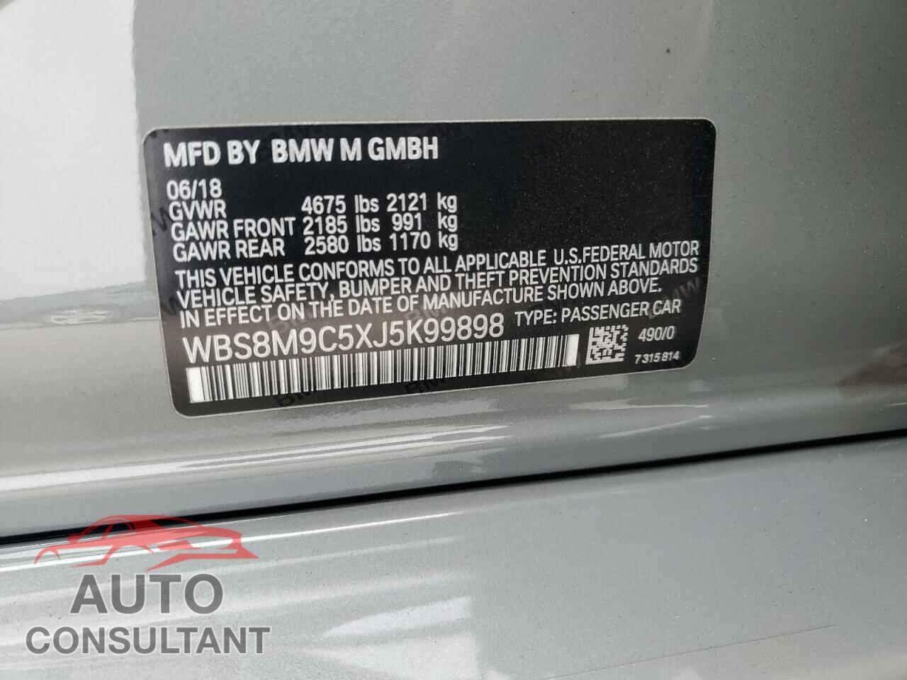 BMW M3 2018 - WBS8M9C5XJ5K99898