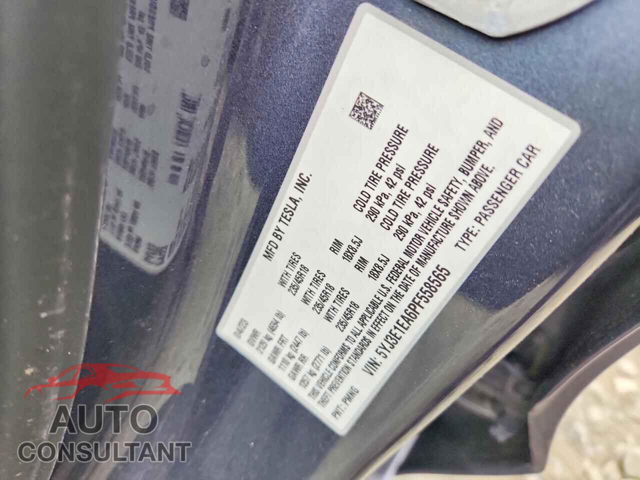 TESLA MODEL 3 2023 - 5YJ3E1EA6PF558565
