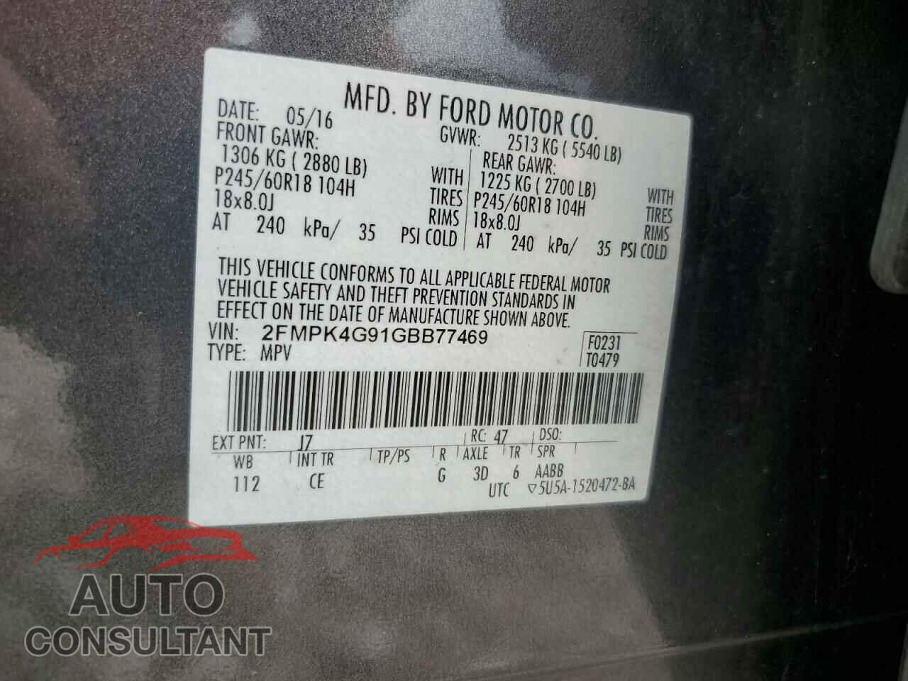 FORD EDGE 2016 - 2FMPK4G91GBB77469