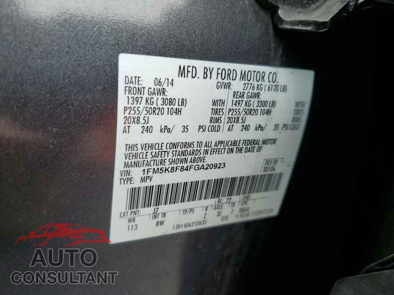 FORD EXPLORER 2015 - 1FM5K8F84FGA20923