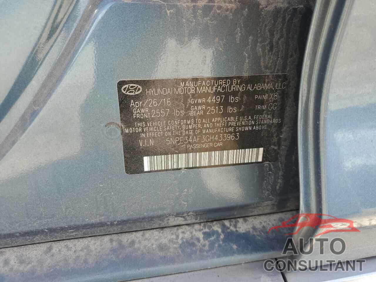 HYUNDAI SONATA 2016 - 5NPE34AF3GH433963