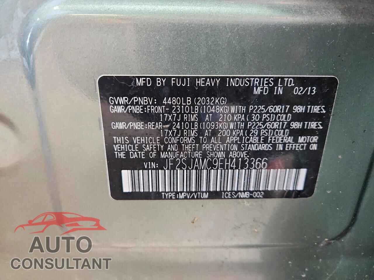SUBARU FORESTER 2014 - JF2SJAMC9EH413366