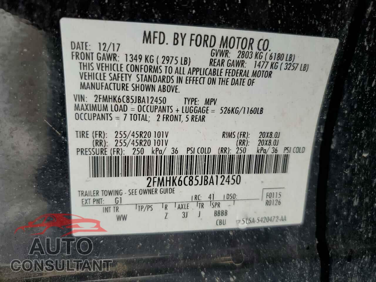 FORD FLEX 2018 - 2FMHK6C85JBA12450