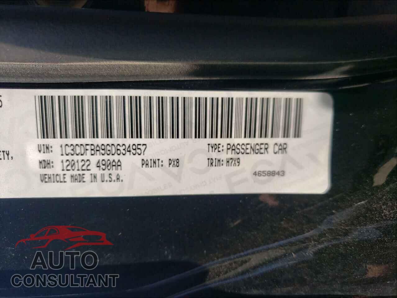 DODGE DART 2016 - 1C3CDFBA9GD634957