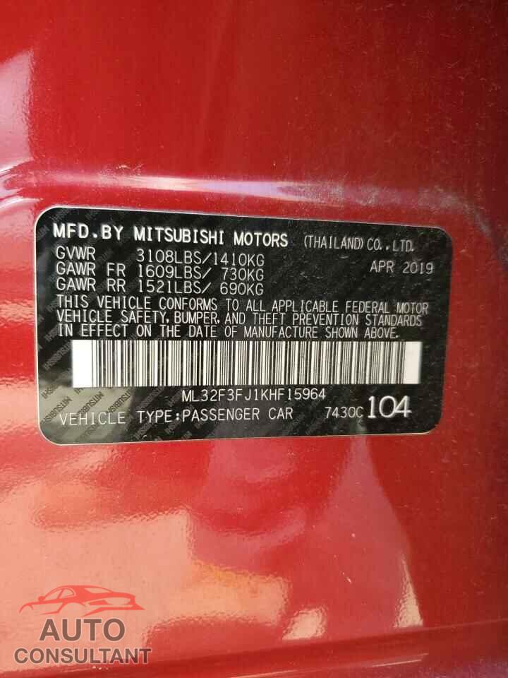 MITSUBISHI MIRAGE 2019 - ML32F3FJ1KHF15964