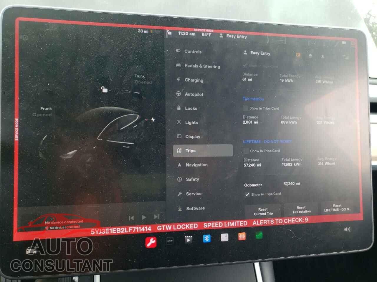 TESLA MODEL 3 2020 - 5YJ3E1EB2LF711414