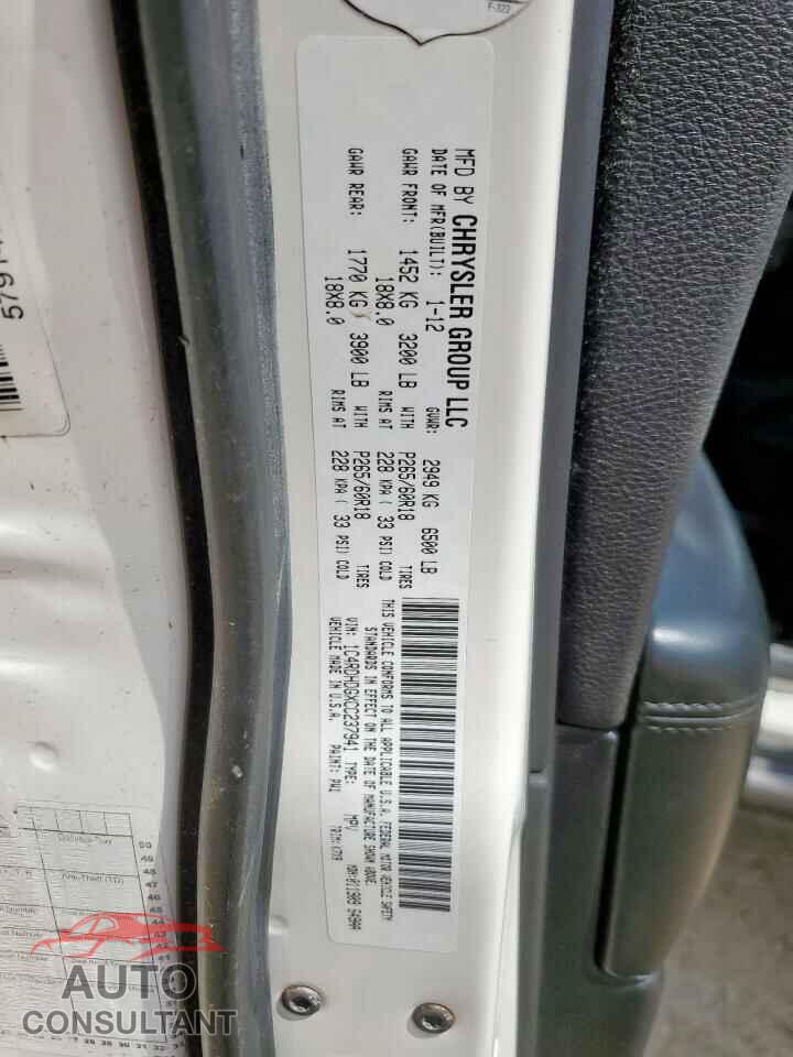 DODGE DURANGO 2012 - 1C4RDHDGXCC237941