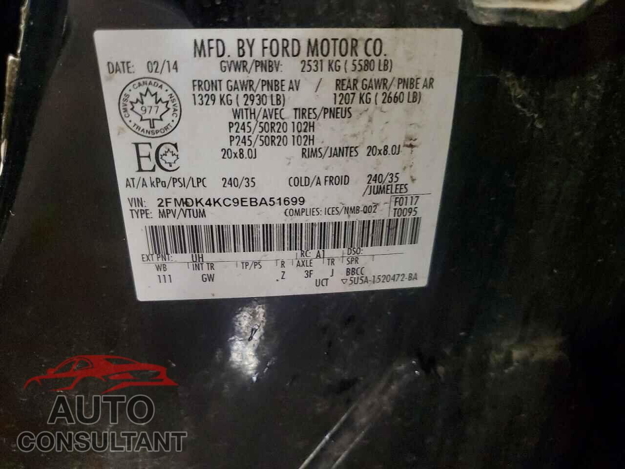 FORD EDGE 2014 - 2FMDK4KC9EBA51699