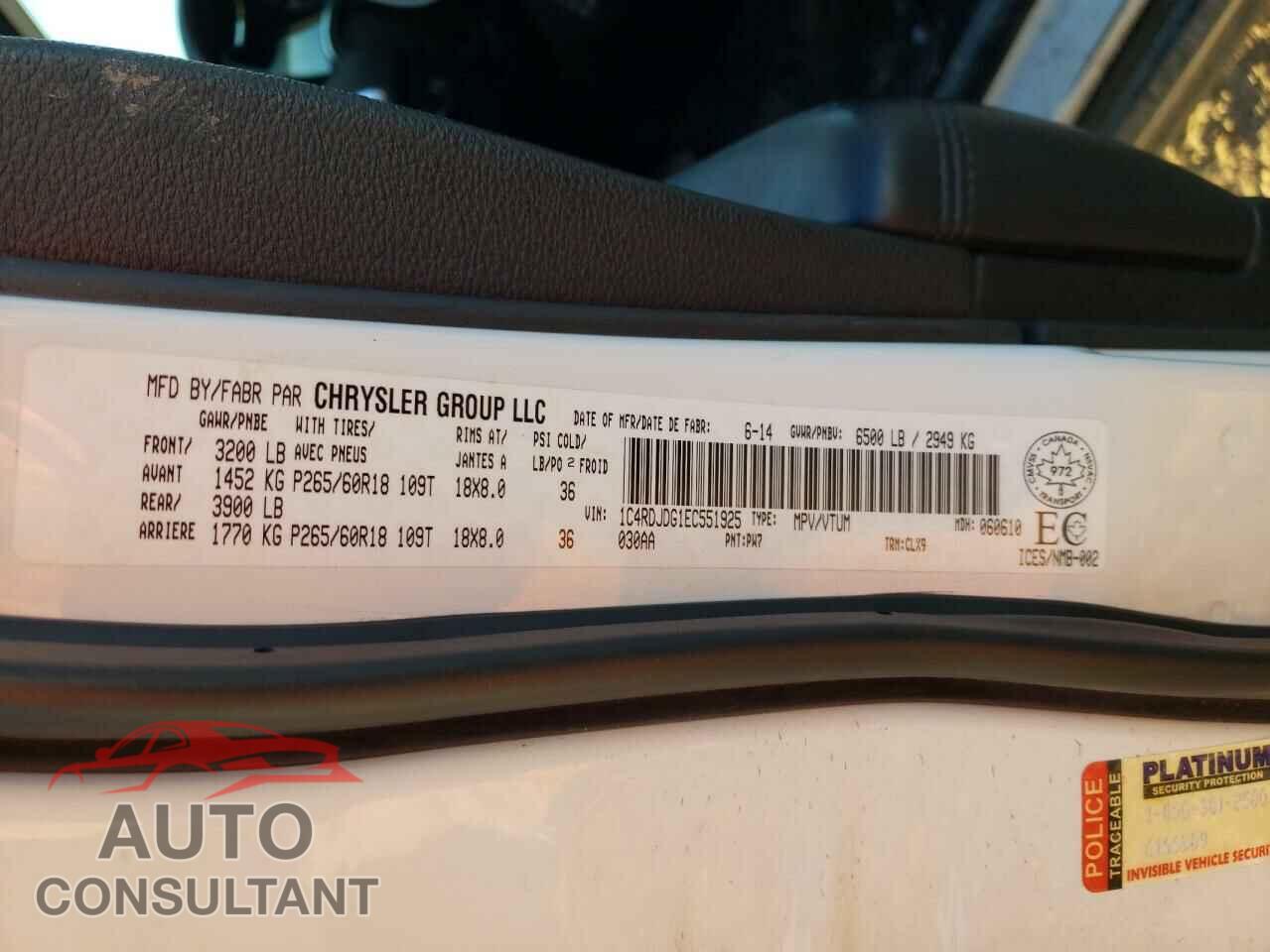 DODGE DURANGO 2014 - 1C4RDJDG1EC551925