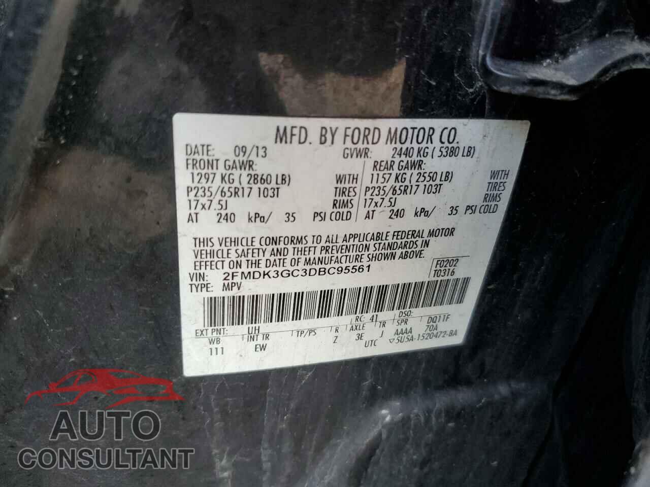 FORD EDGE 2013 - 2FMDK3GC3DBC95561
