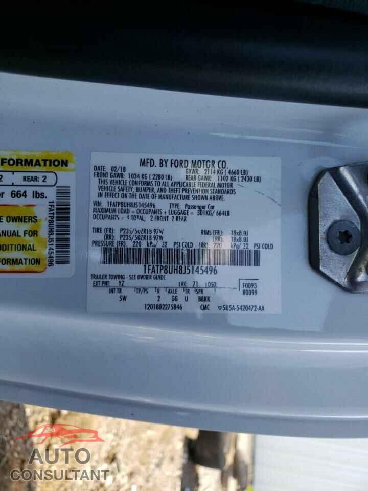 FORD MUSTANG 2018 - 1FATP8UH8J5145496