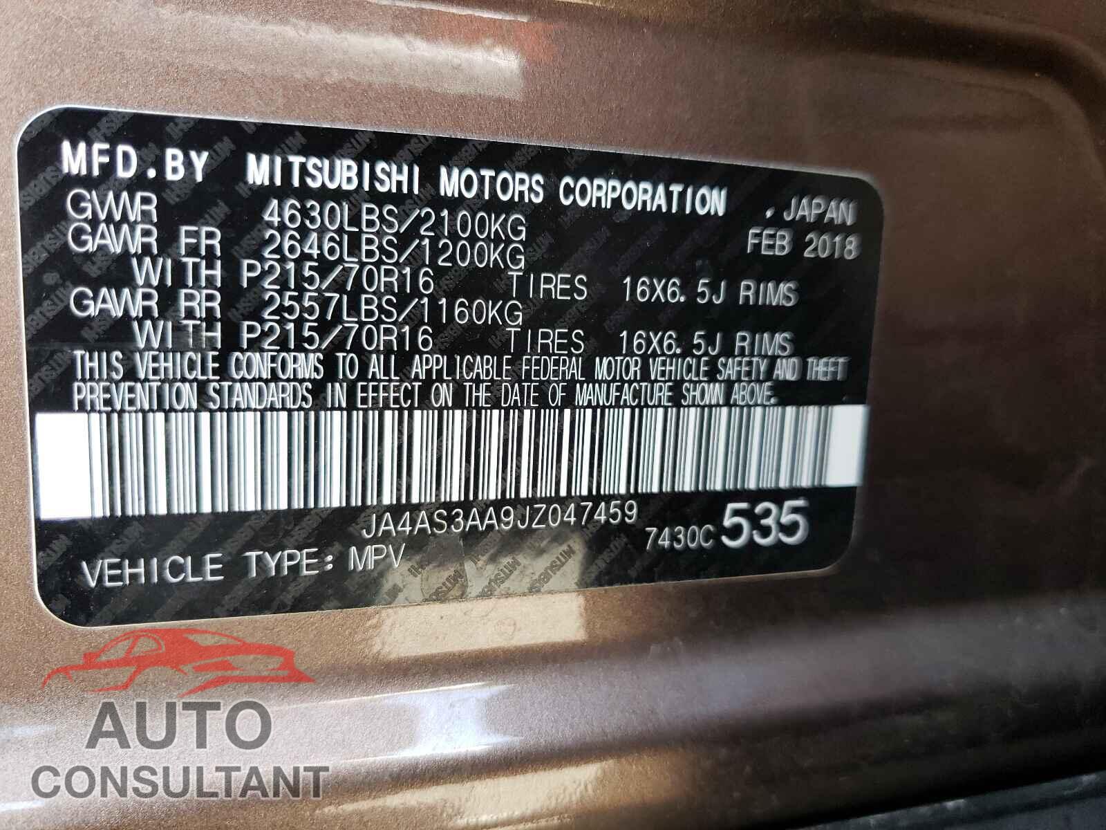 MITSUBISHI ECLIPSE 2018 - JA4AS3AA9JZ047459