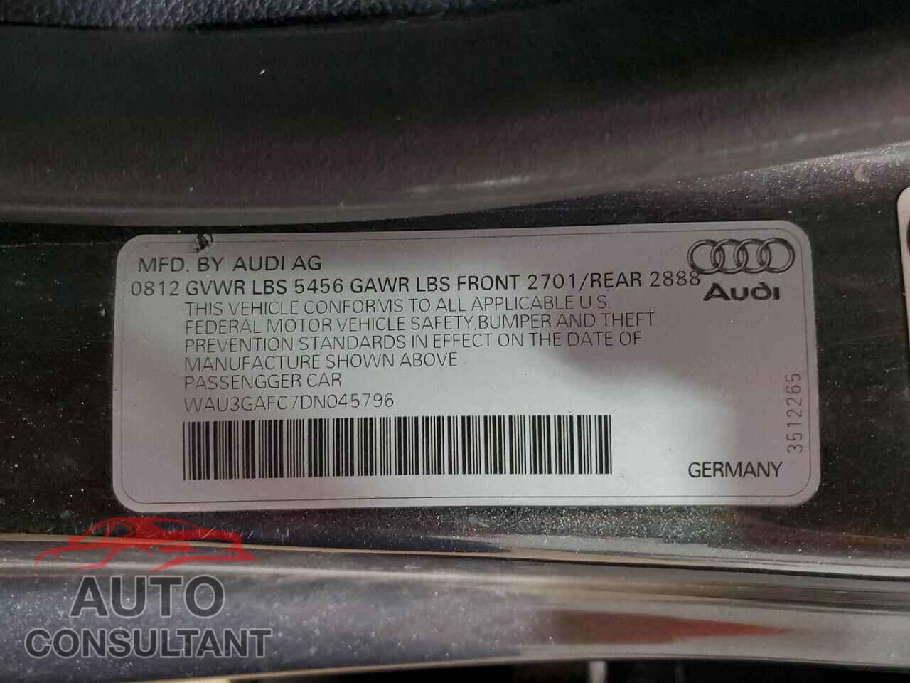 AUDI A7 2013 - WAU3GAFC7DN045796