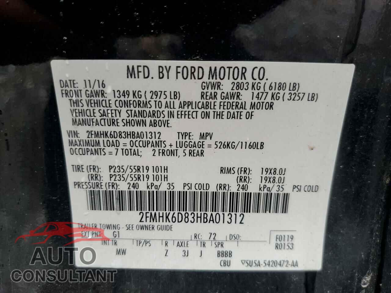 FORD FLEX 2017 - 2FMHK6D83HBA01312