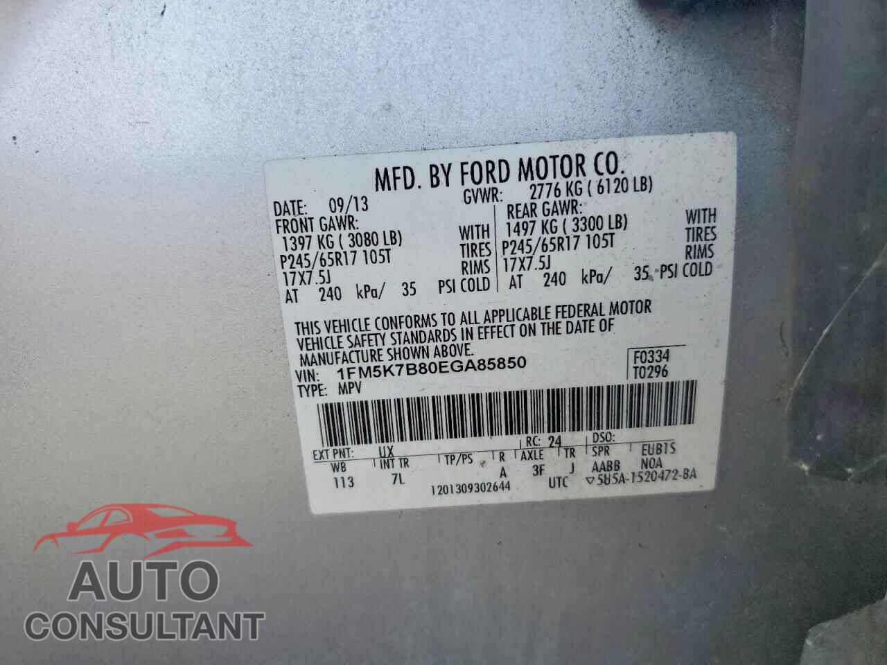 FORD EXPLORER 2014 - 1FM5K7B80EGA85850