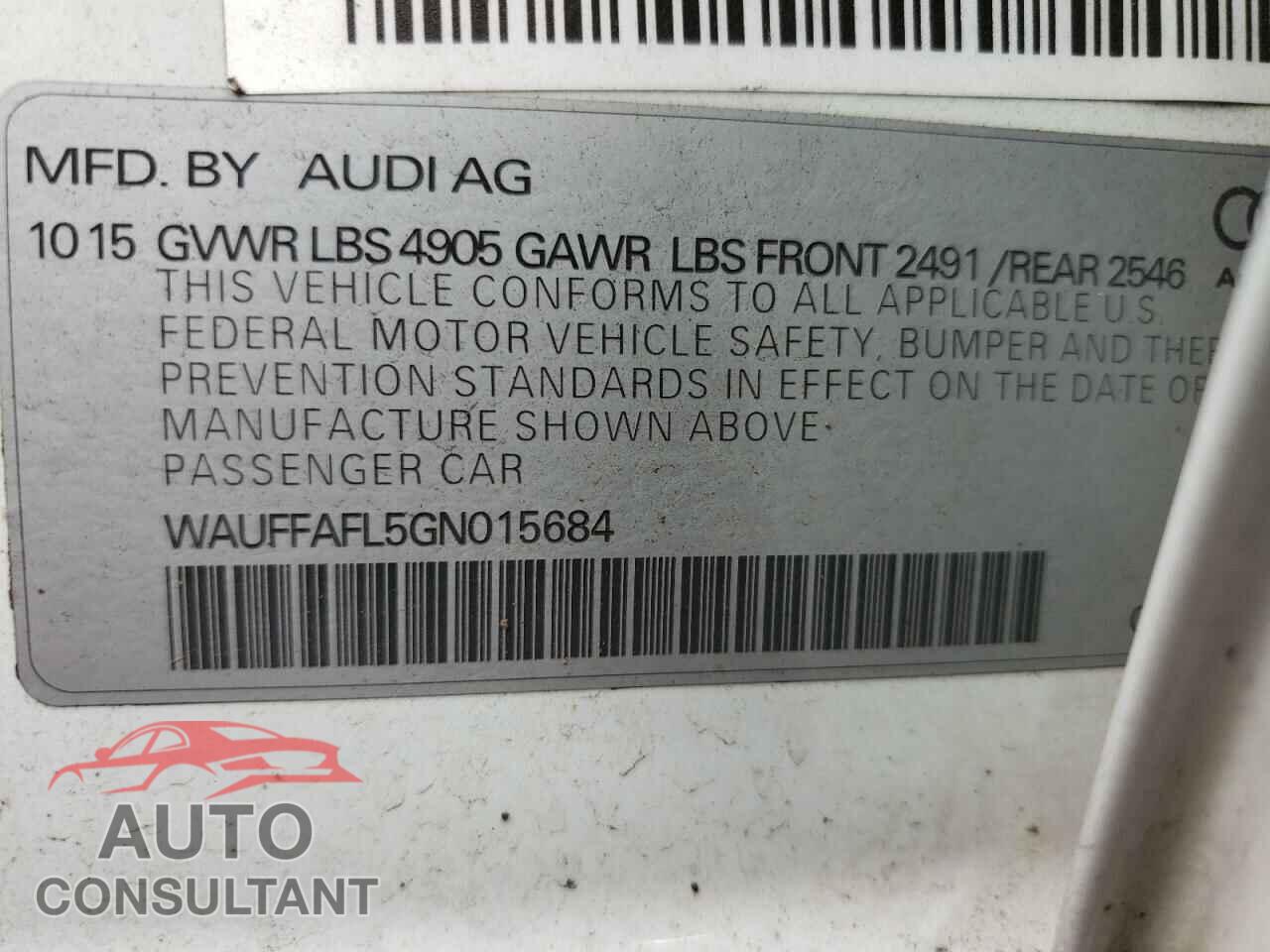 AUDI A4 2016 - WAUFFAFL5GN015684