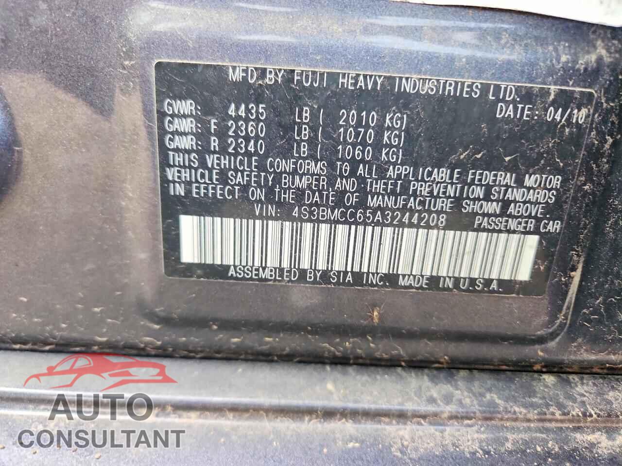 SUBARU LEGACY 2010 - 4S3BMCC65A3244208