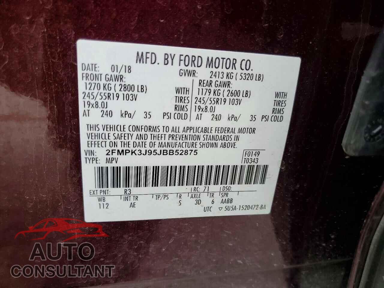 FORD EDGE 2018 - 2FMPK3J95JBB52875