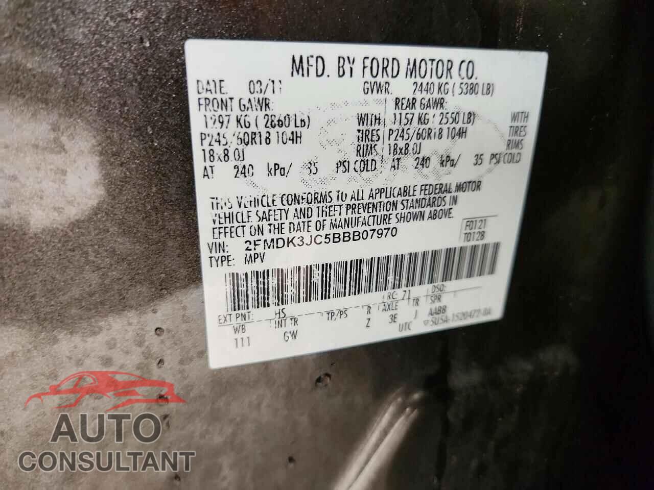 FORD EDGE 2011 - 2FMDK3JC5BBB07970
