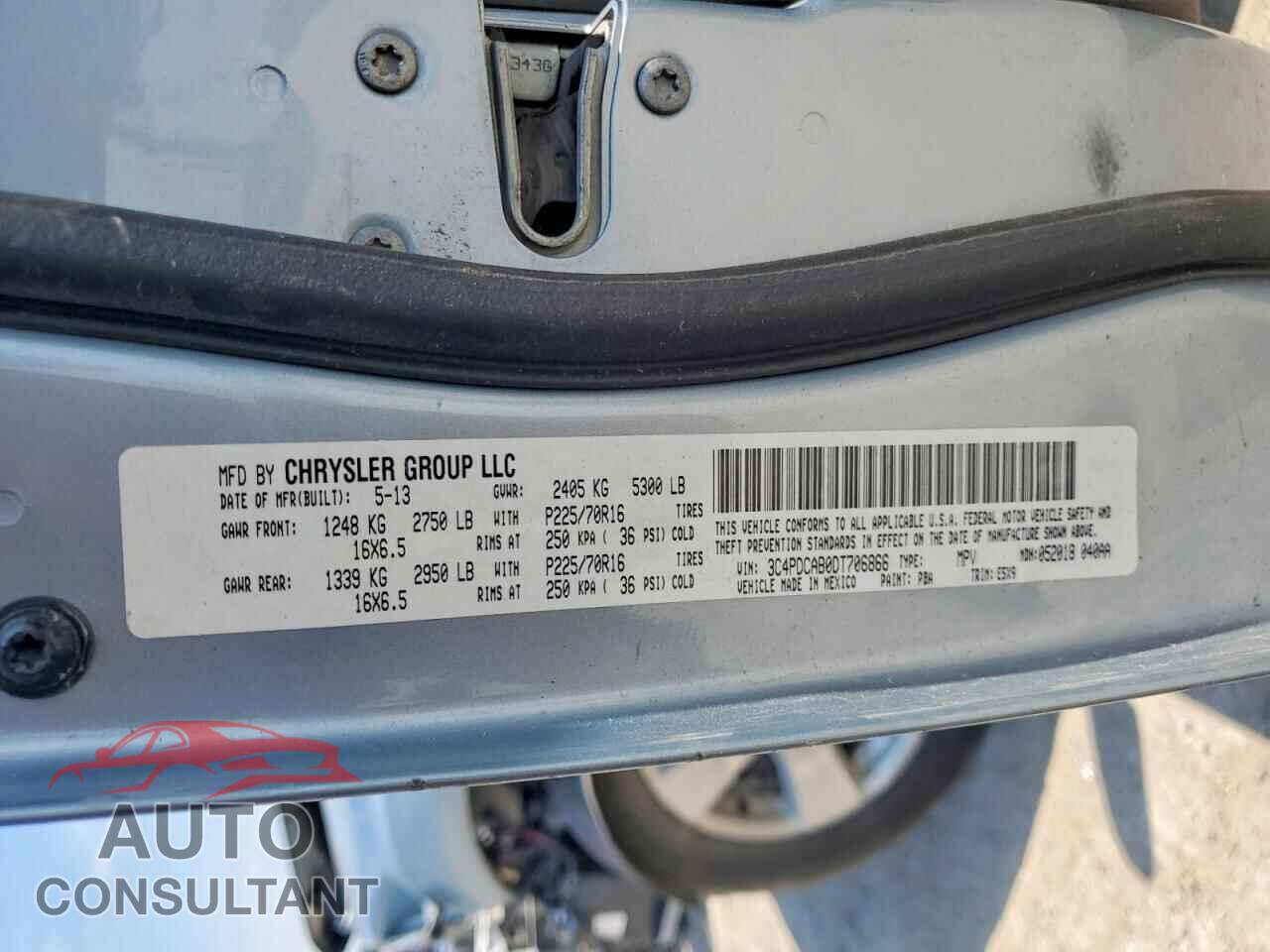 DODGE JOURNEY 2013 - 3C4PDCAB0DT706866
