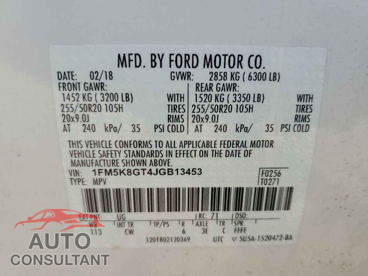 FORD EXPLORER 2018 - 1FM5K8GT4JGB13453