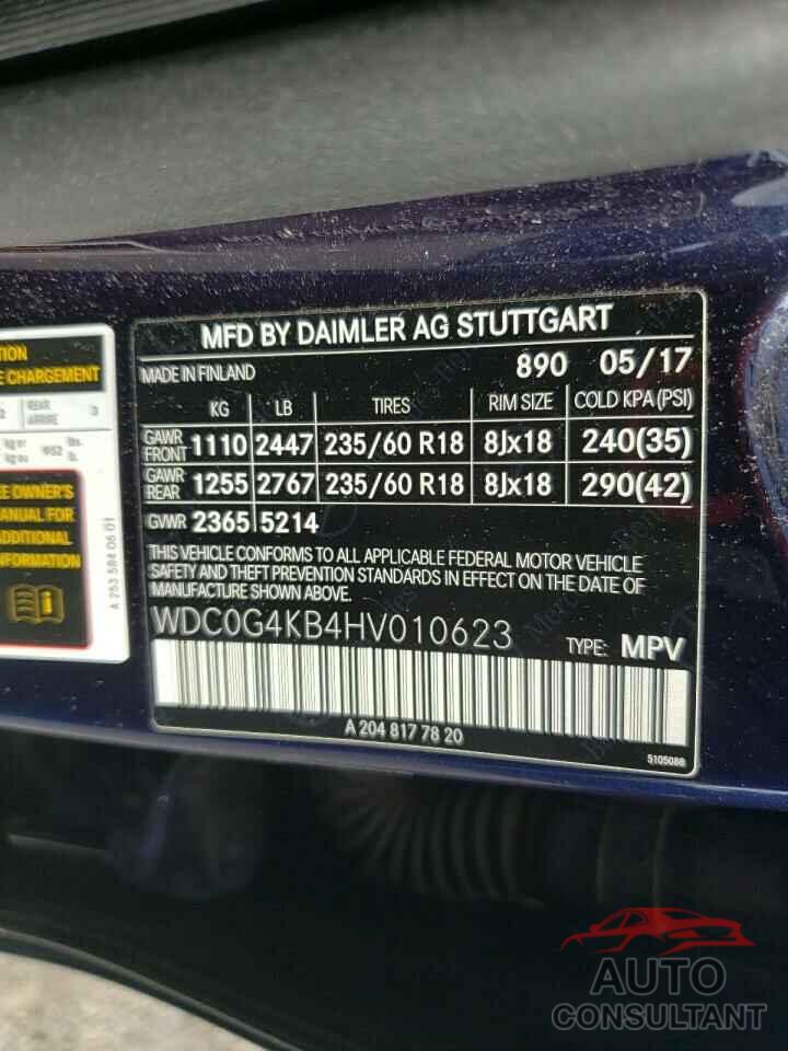 MERCEDES-BENZ GLC-CLASS 2017 - WDC0G4KB4HV010623