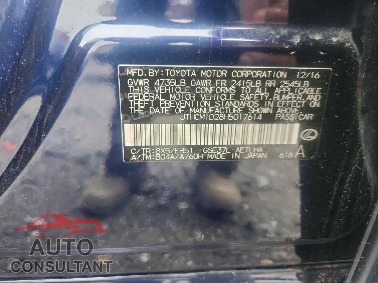 LEXUS IS 2017 - JTHCM1D28H5017614