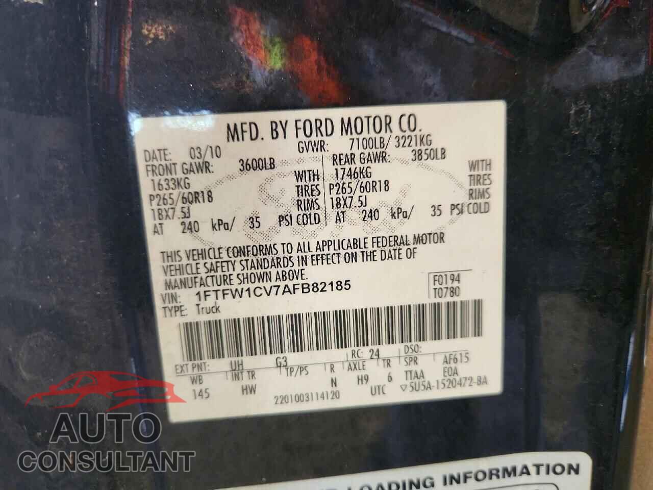 FORD F150 2010 - 1FTFW1CV7AFB82185