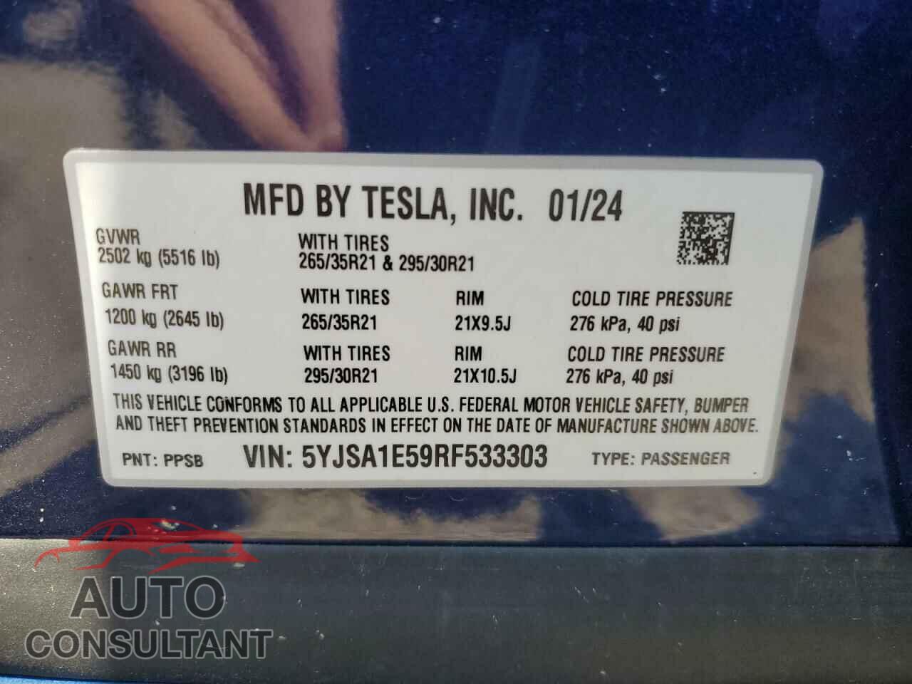 TESLA MODEL S 2024 - 5YJSA1E59RF533303