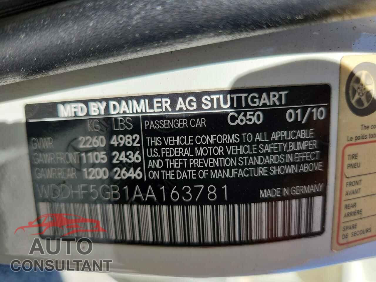 MERCEDES-BENZ E-CLASS 2010 - WDDHF5GB1AA163781