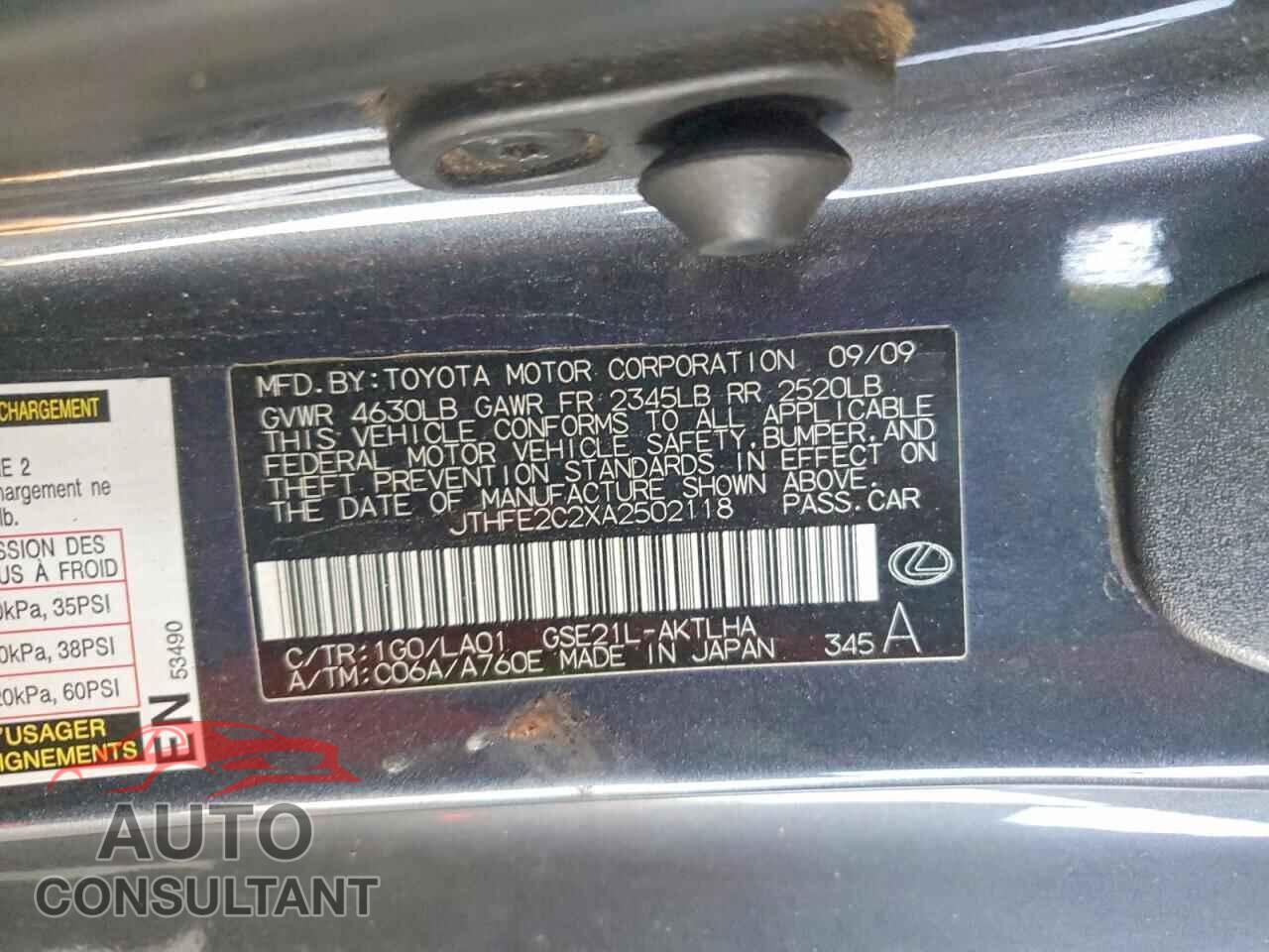 LEXUS IS 2010 - JTHFE2C2XA2502118