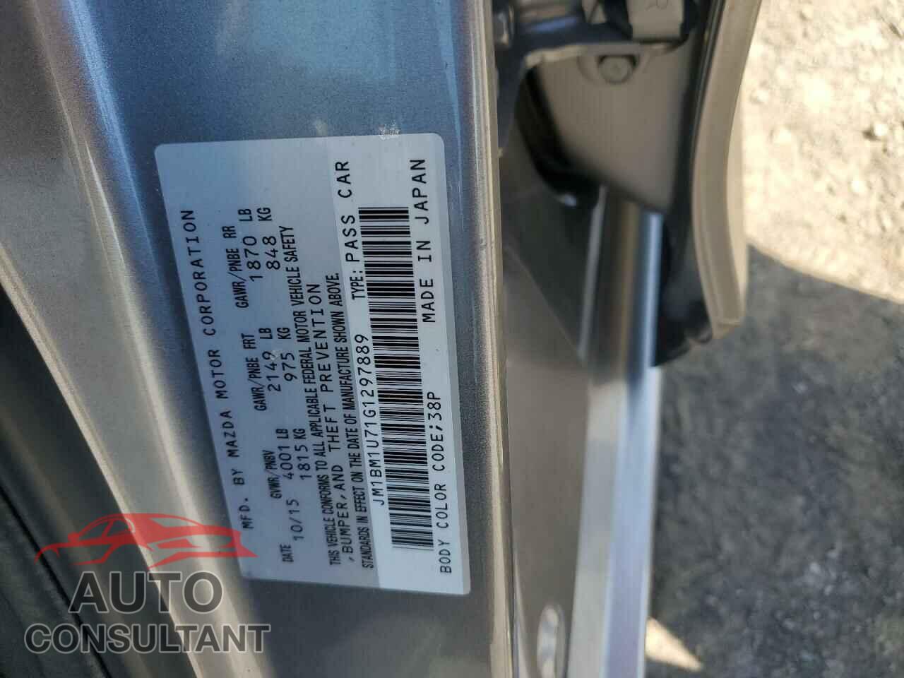 MAZDA 3 2016 - JM1BM1U71G1297889