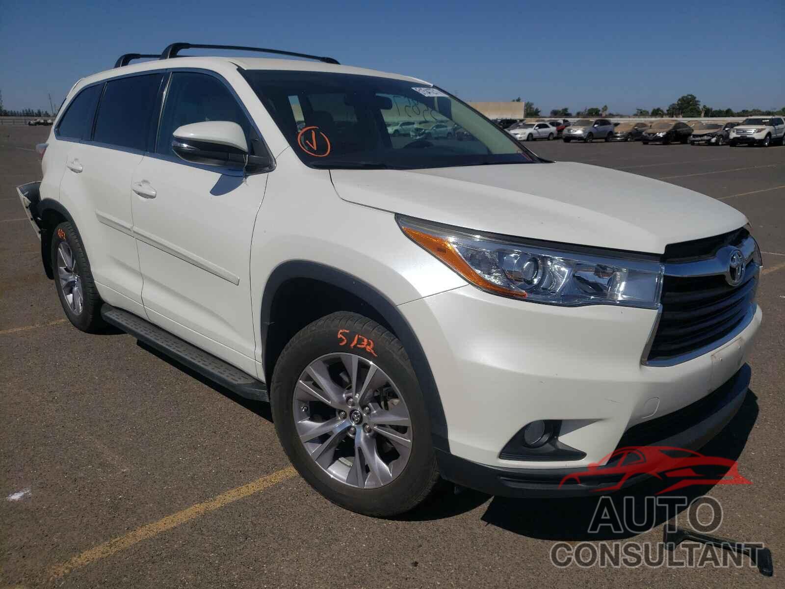 TOYOTA HIGHLANDER 2016 - 5TDZKRFH2GS168684