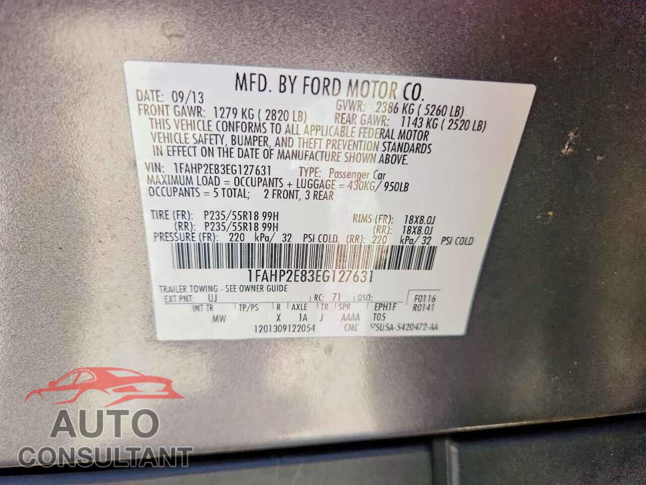 FORD TAURUS 2014 - 1FAHP2E83EG127631