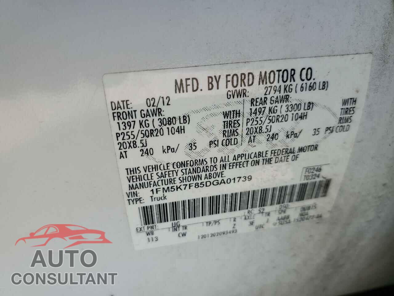 FORD EXPLORER 2013 - 1FM5K7F85DGA01739