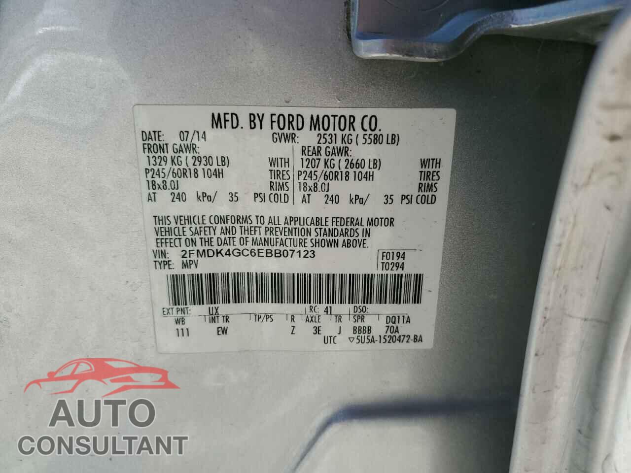 FORD EDGE 2014 - 2FMDK4GC6EBB07123
