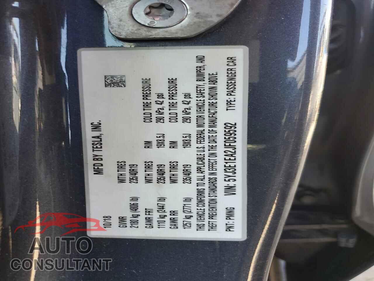 TESLA MODEL 3 2018 - 5YJ3E1EA2JF059592