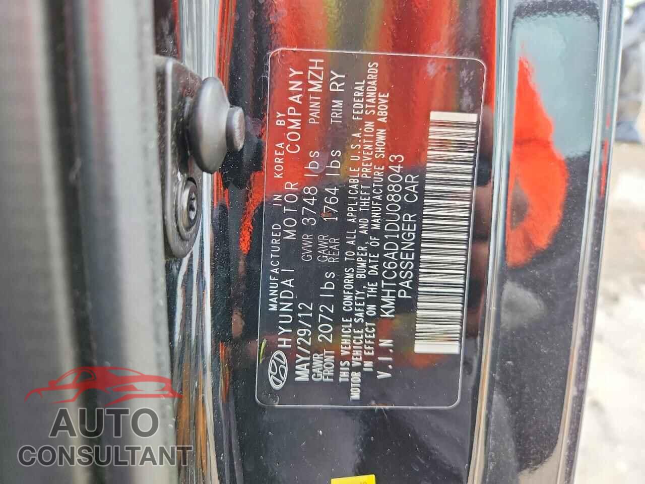 HYUNDAI VELOSTER 2013 - KMHTC6AD1DU088043