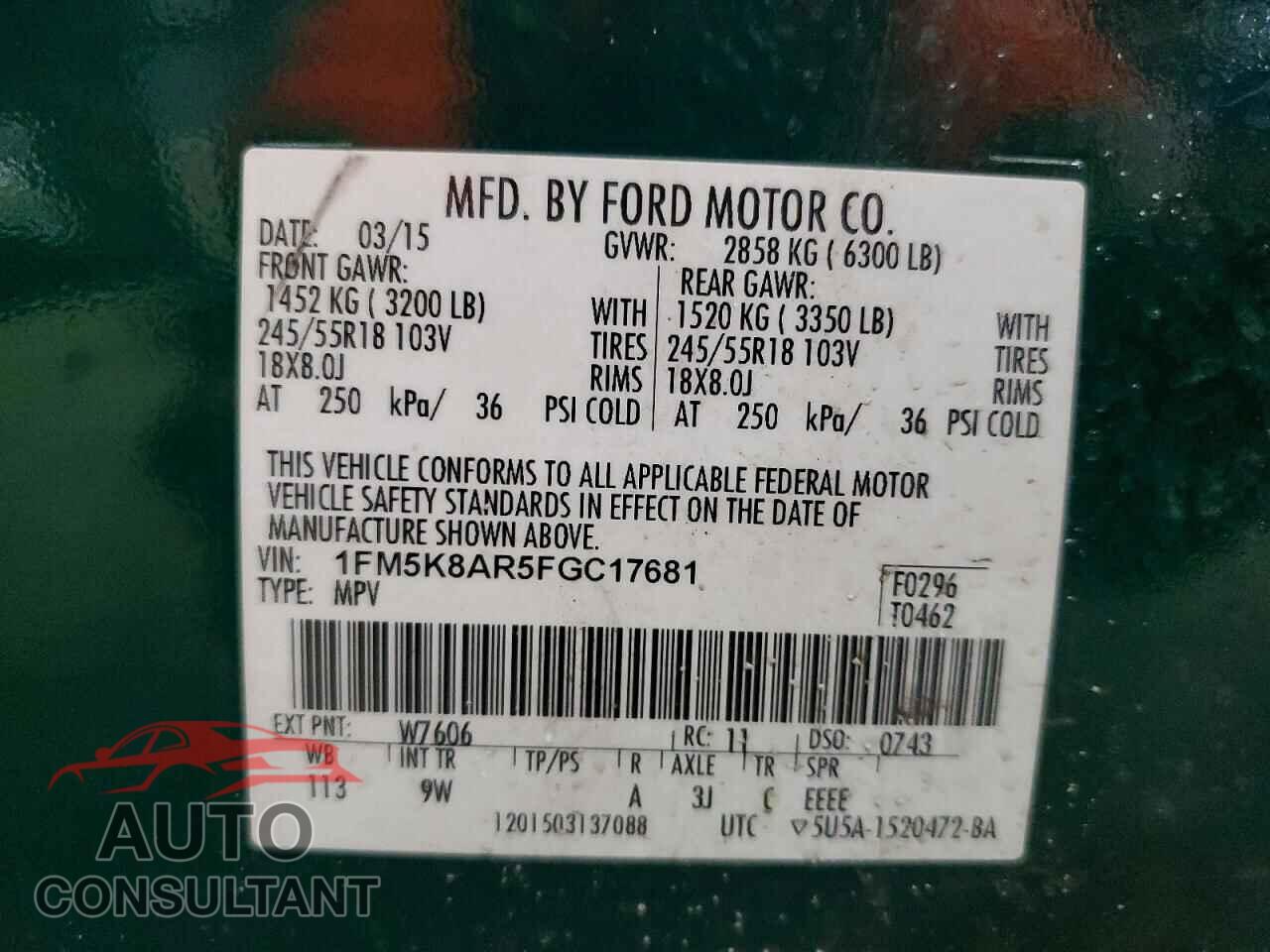 FORD EXPLORER 2015 - 1FM5K8AR5FGC17681