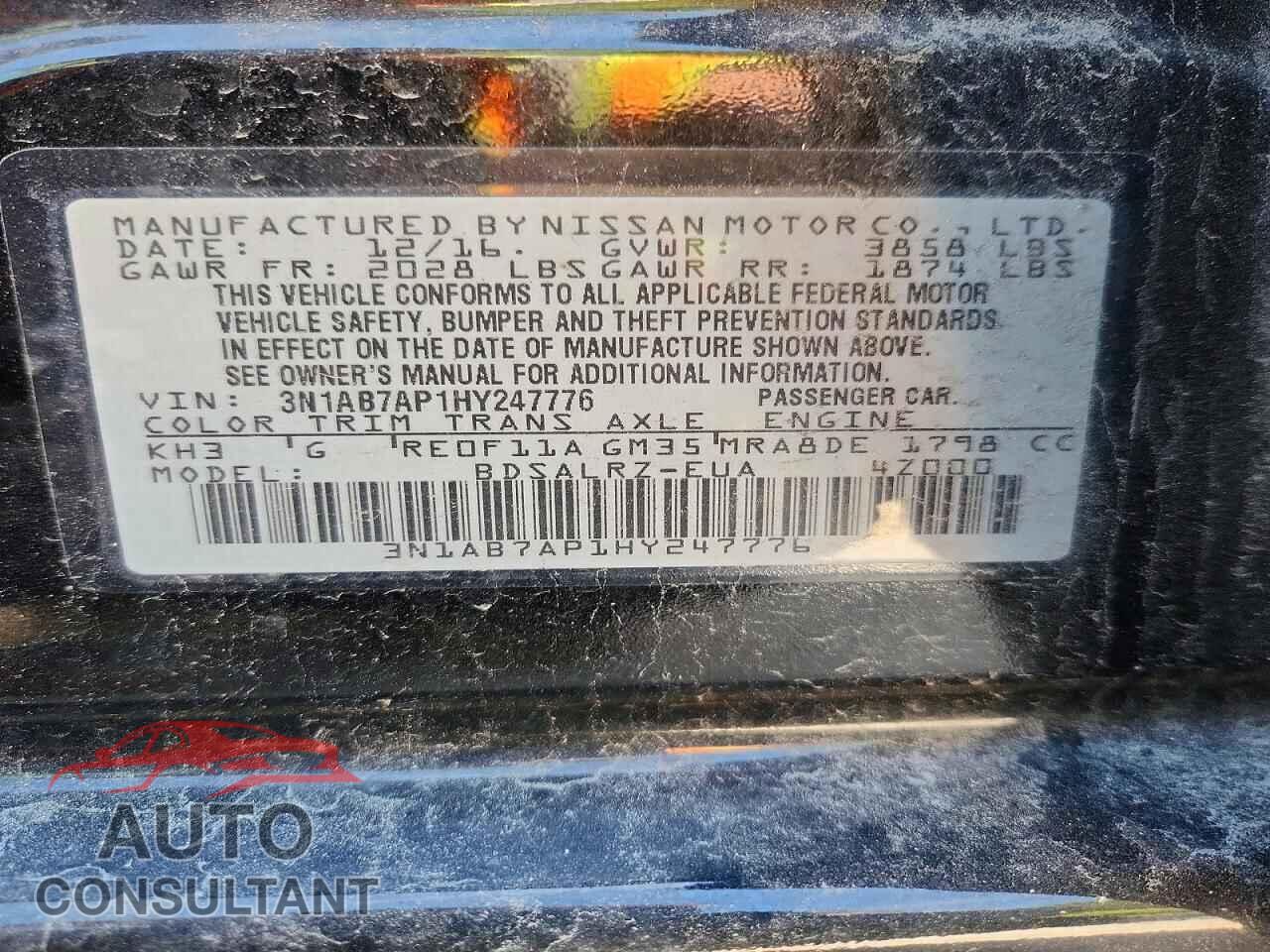 NISSAN SENTRA 2017 - 3N1AB7AP1HY247776