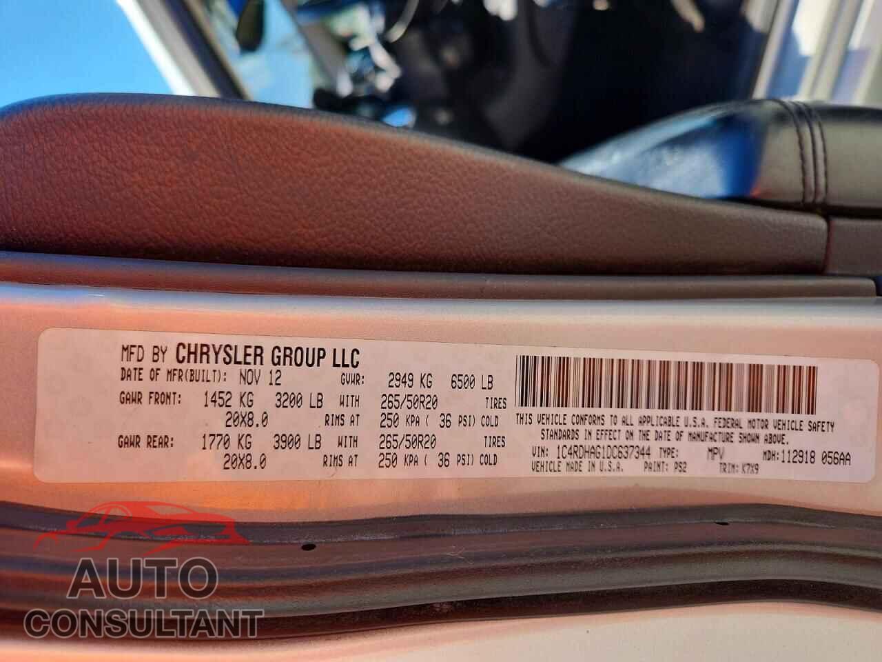 DODGE DURANGO 2013 - 1C4RDHAG1DC637344