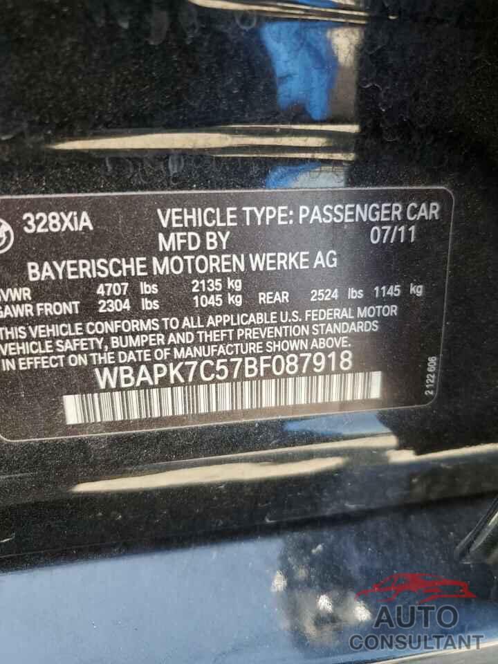 BMW 3 SERIES 2011 - WBAPK7C57BF087918